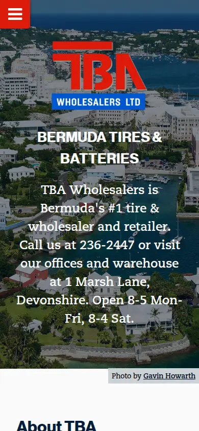 TBA Wholesalers Website mobile view